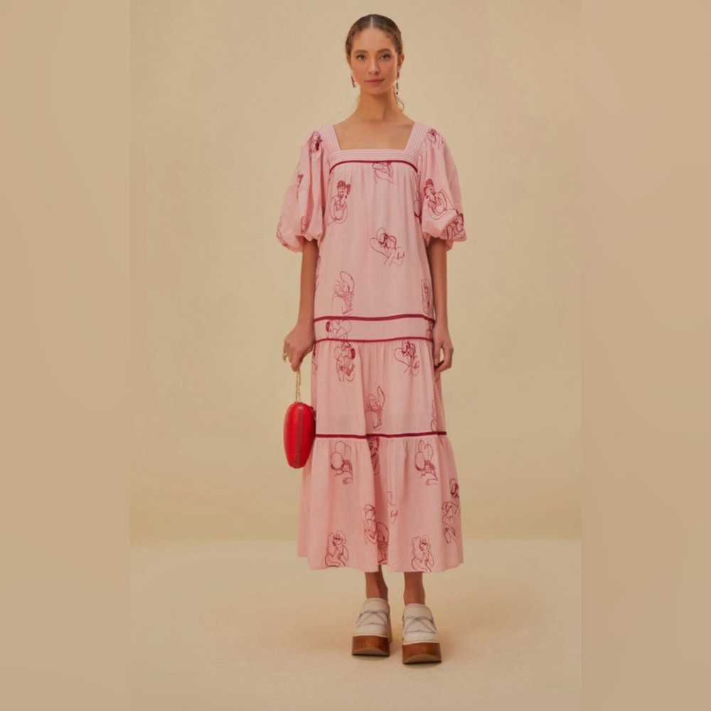 Farm Rio The Kiss Embroidered Dress
